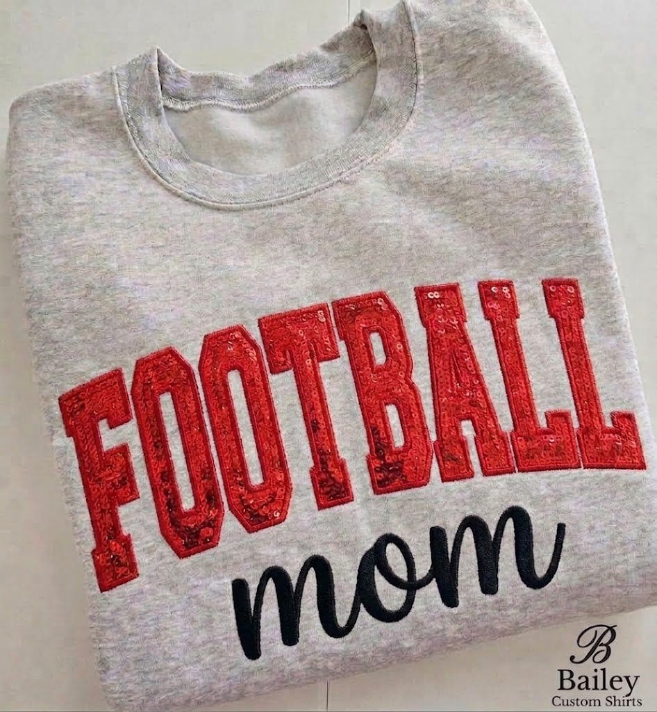 Custom Embroidered Arched Varsity Script Sequin Sweatshirt - Image 4